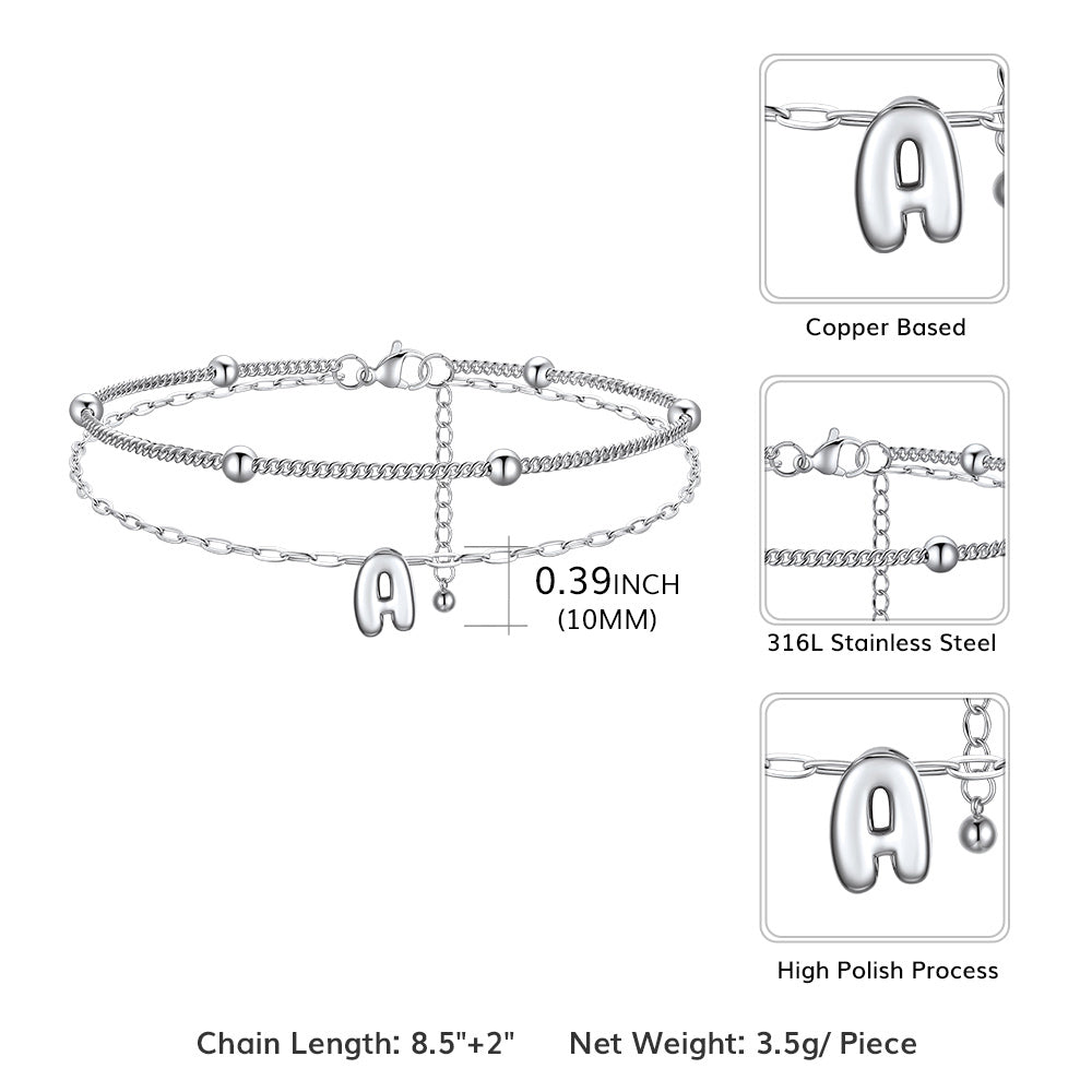 Layered Bubble Initial Anklets Dimension, Durable