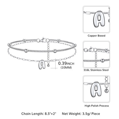Layered Bubble Initial Anklets Dimension, Durable