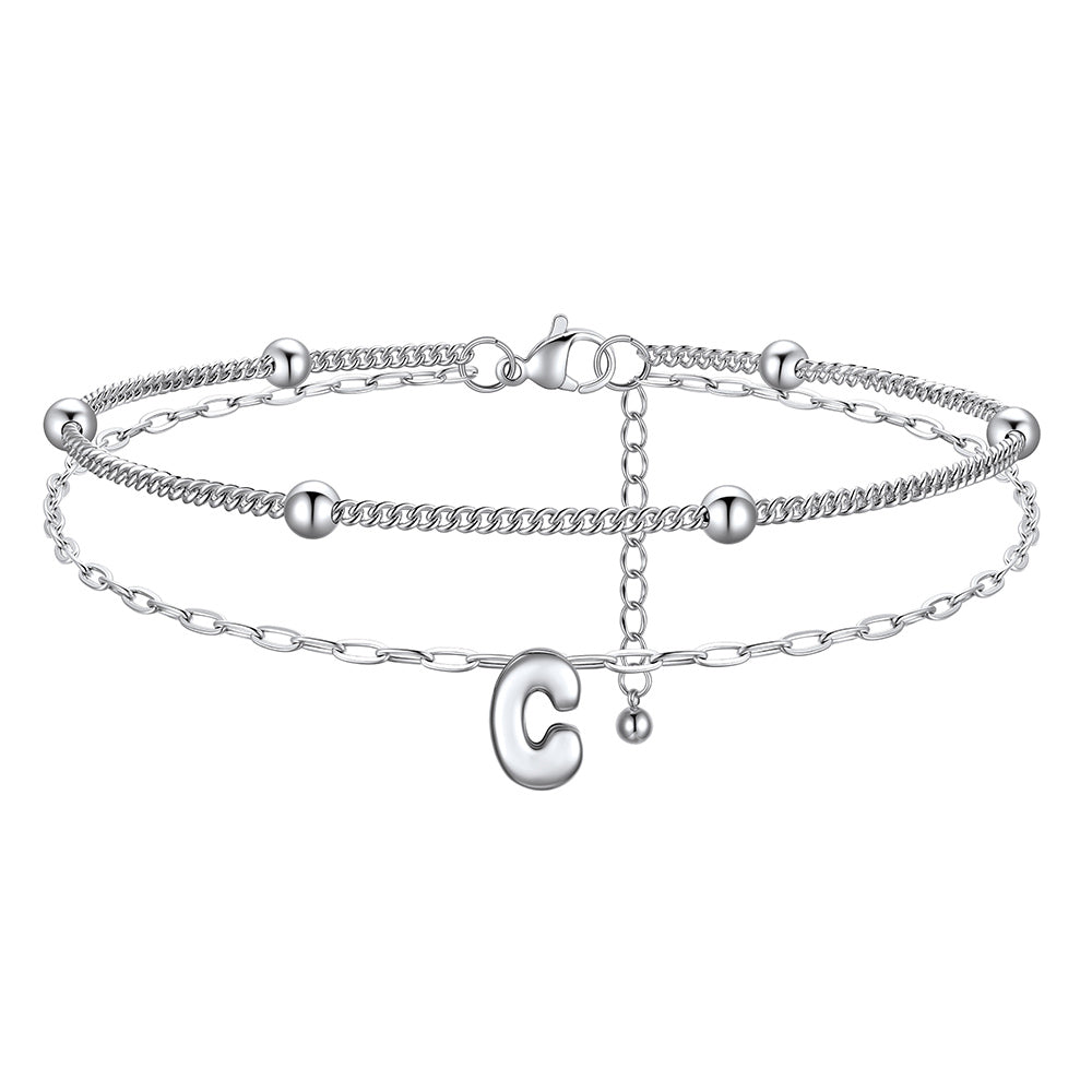 Layered Bubble Initial C Anklets 