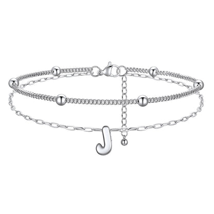 Layered Bubble Initial J Anklets 