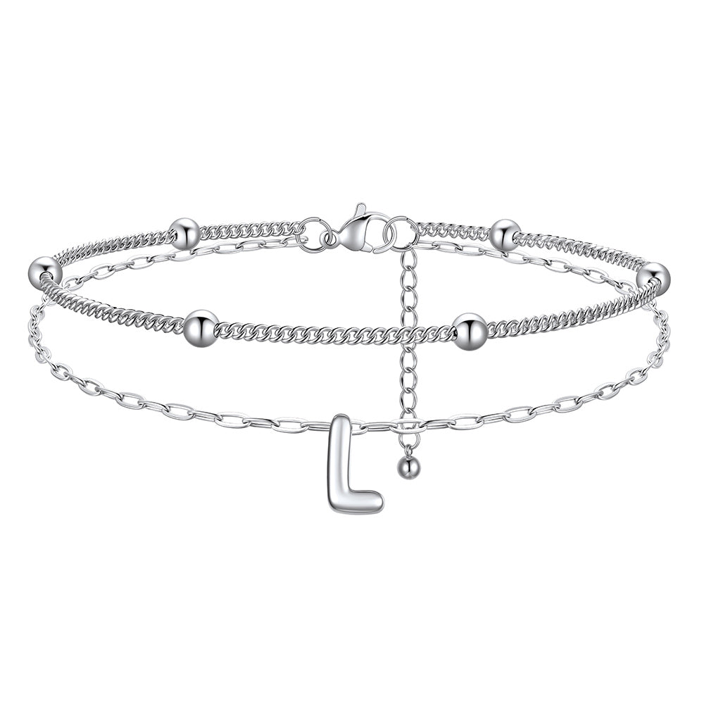 Layered Bubble Initial L Anklets 