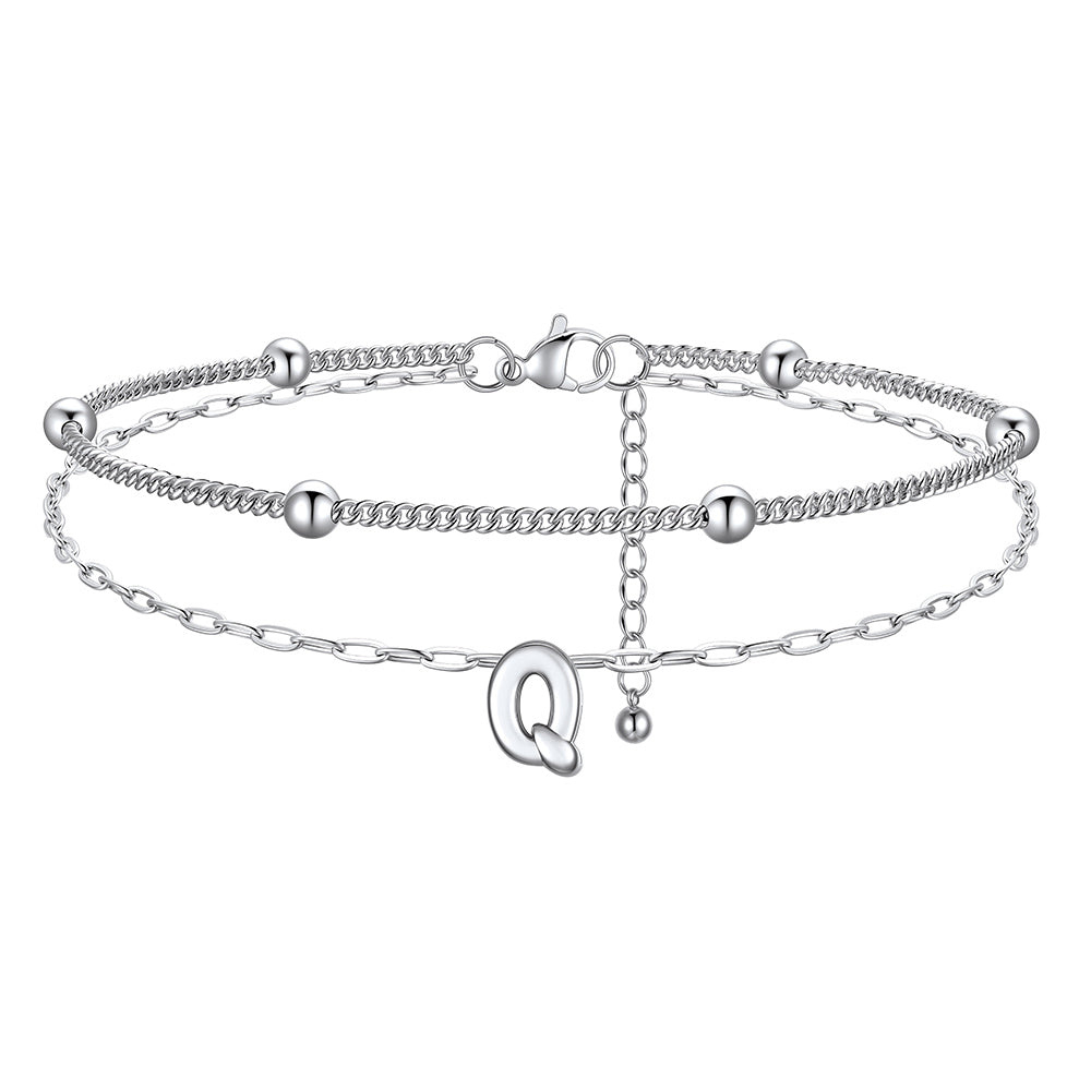 Layered Bubble Initial Q Anklets 