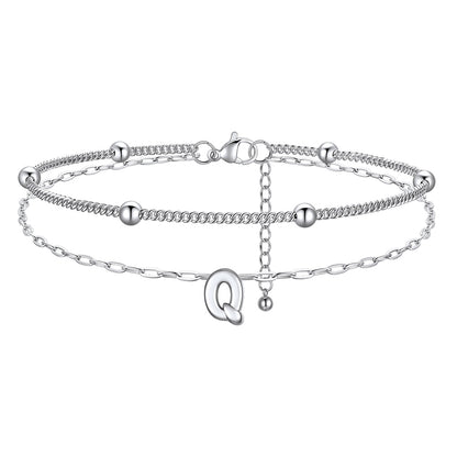 Layered Bubble Initial Q Anklets 
