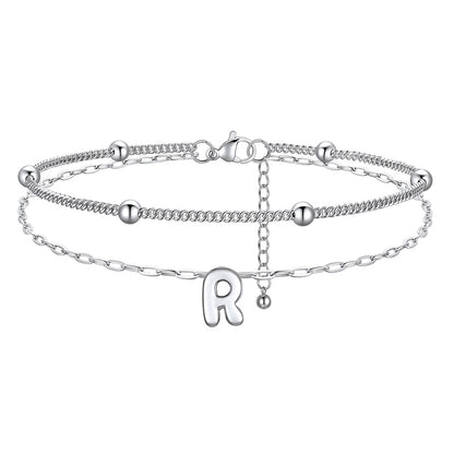 Layered Bubble Initial R Anklets 