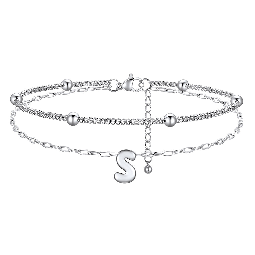 Layered Bubble Initial S Anklets 