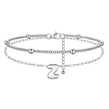Layered Bubble Initial Z Anklets 