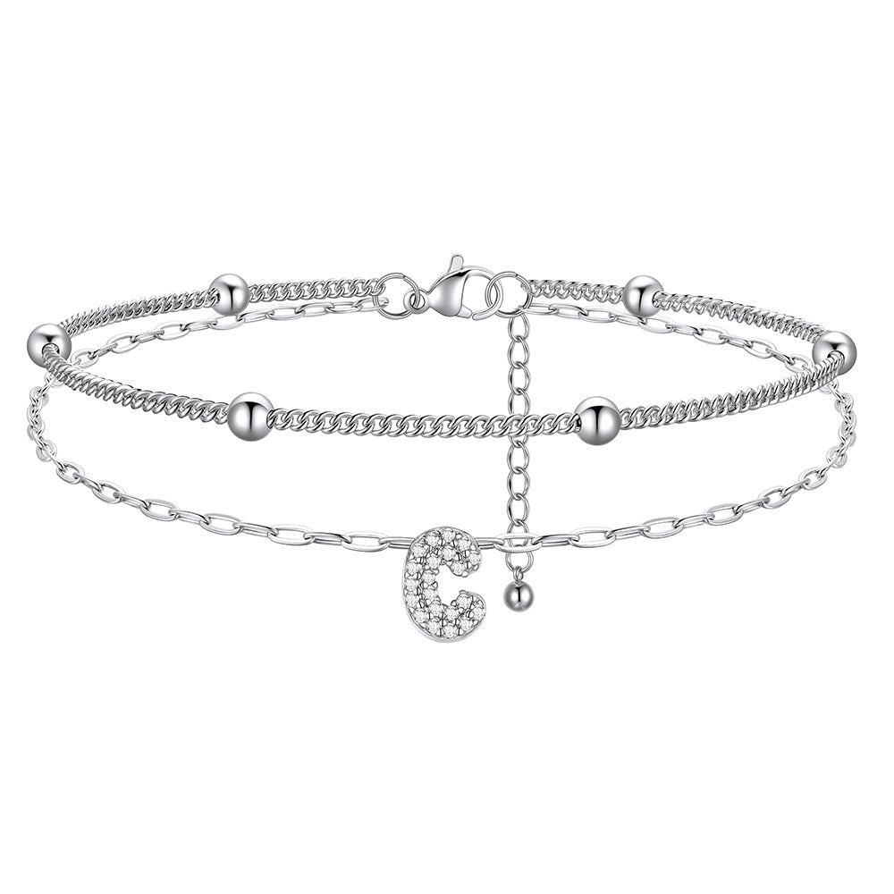 Layered CZ Bubble Initial C Anklets