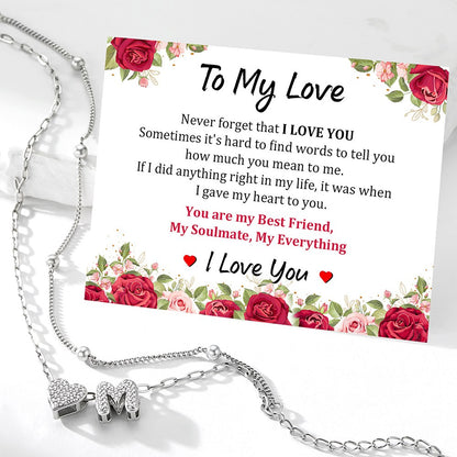 Layered CZ Heart Bubble Initial Anklet Greeting card