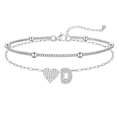 Layered Heart Bubble Initial D Anklet 