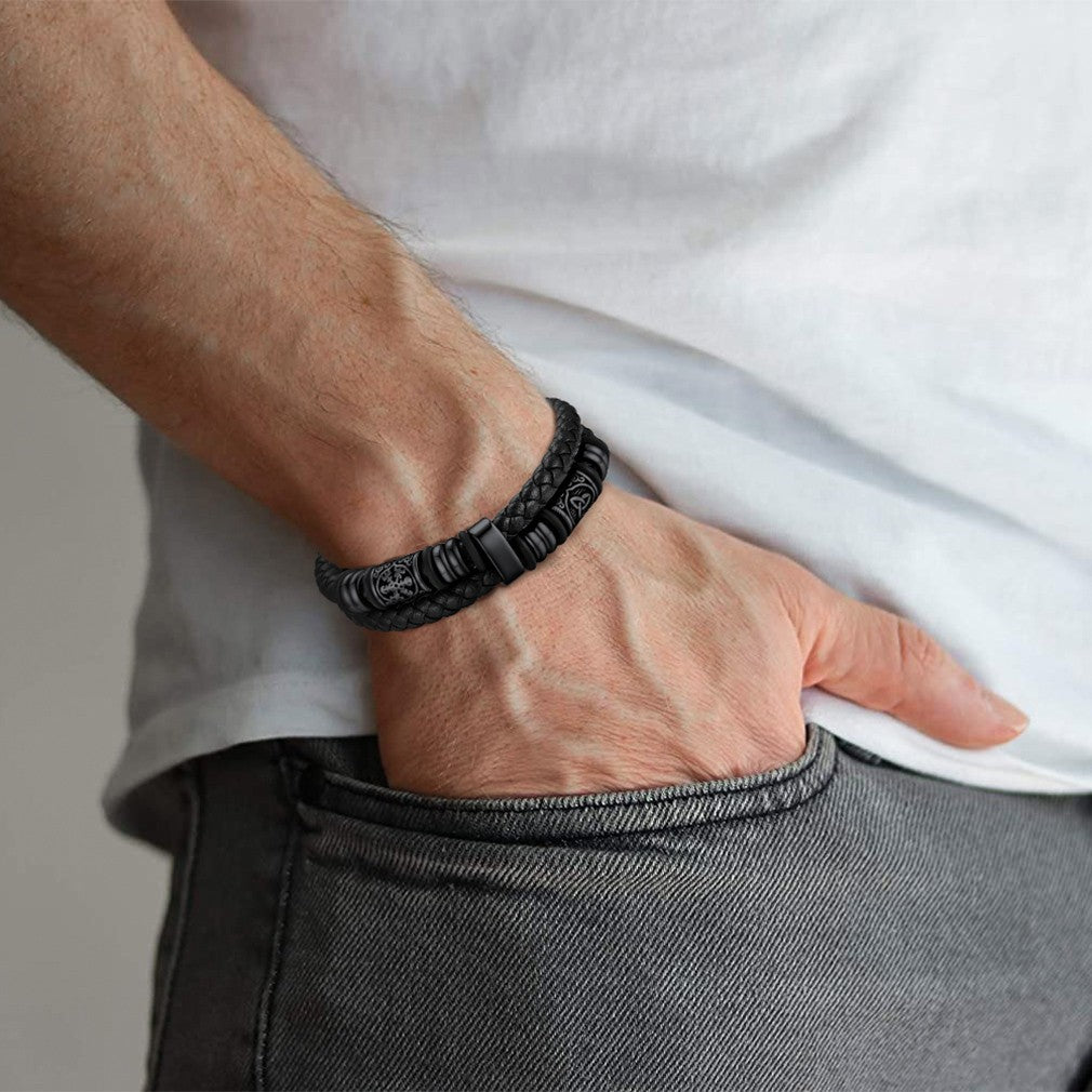 Leather Braided Bracelet Black