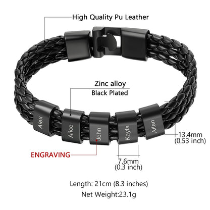 Leather Braided Layer Bracelet: Dimension, Durable, Solid