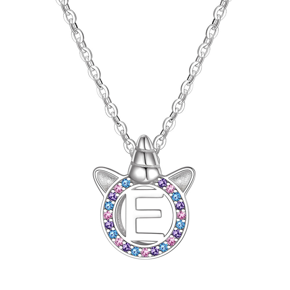 Letter Unicorn Necklace E