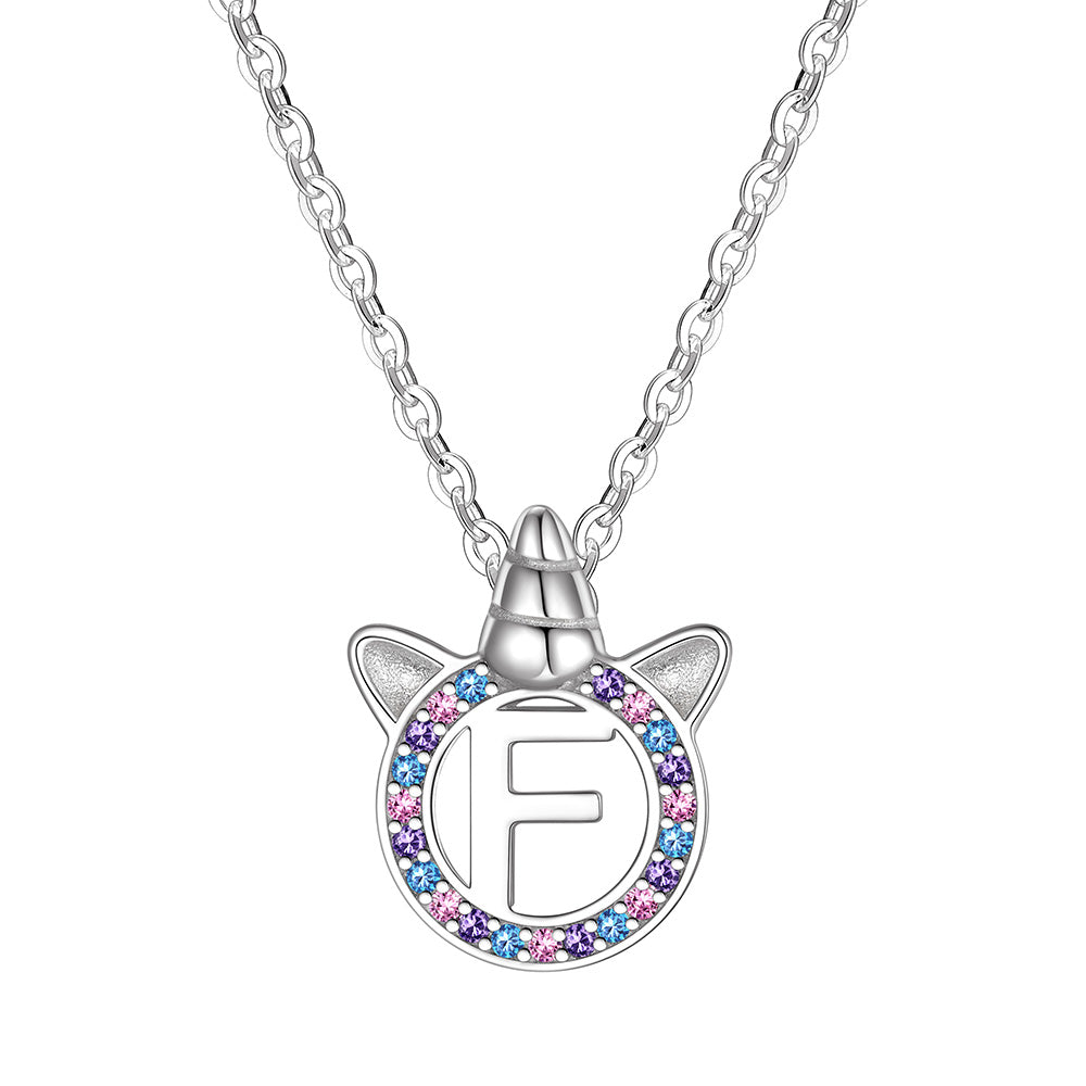 Letter Unicorn Necklace F