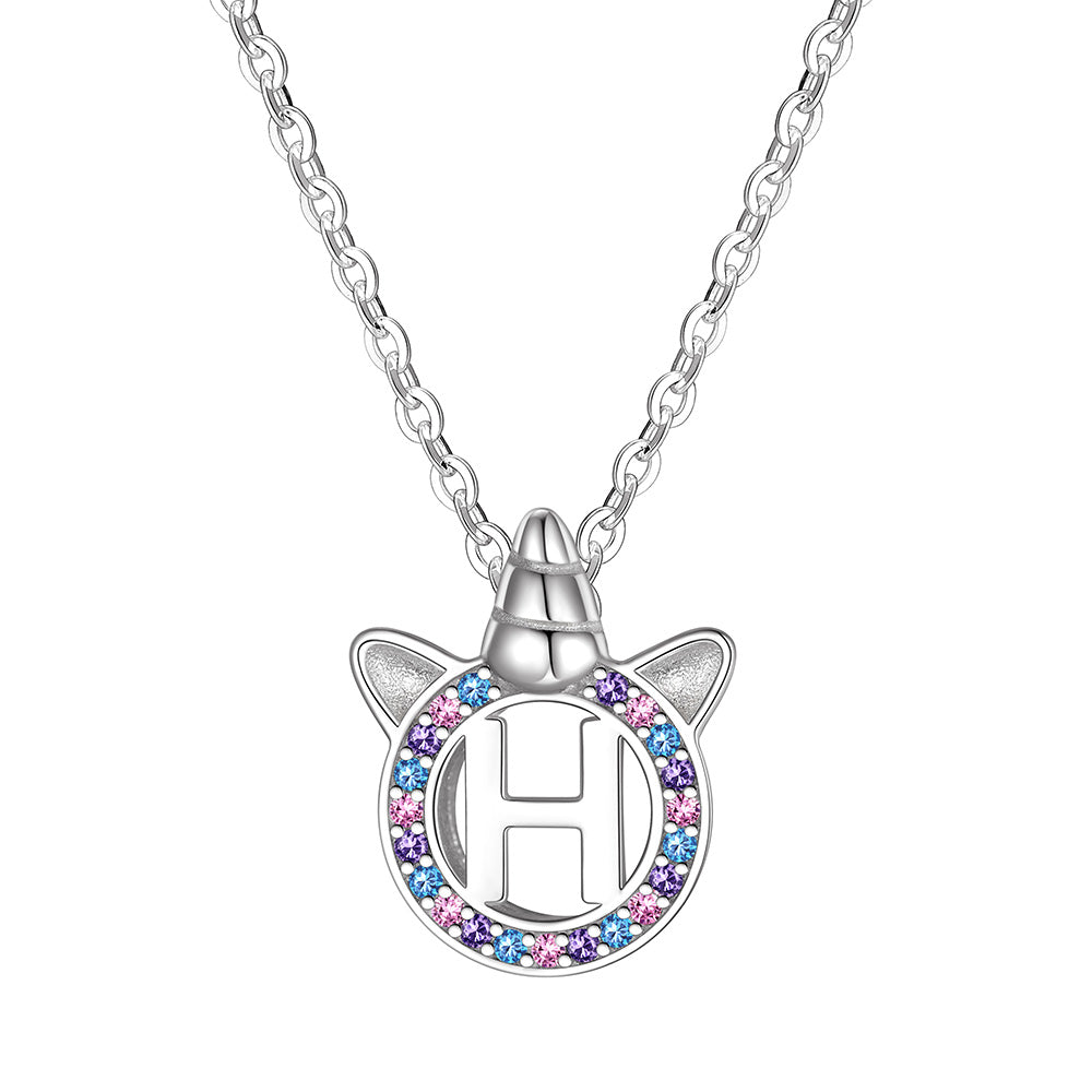 Letter Unicorn Necklace H