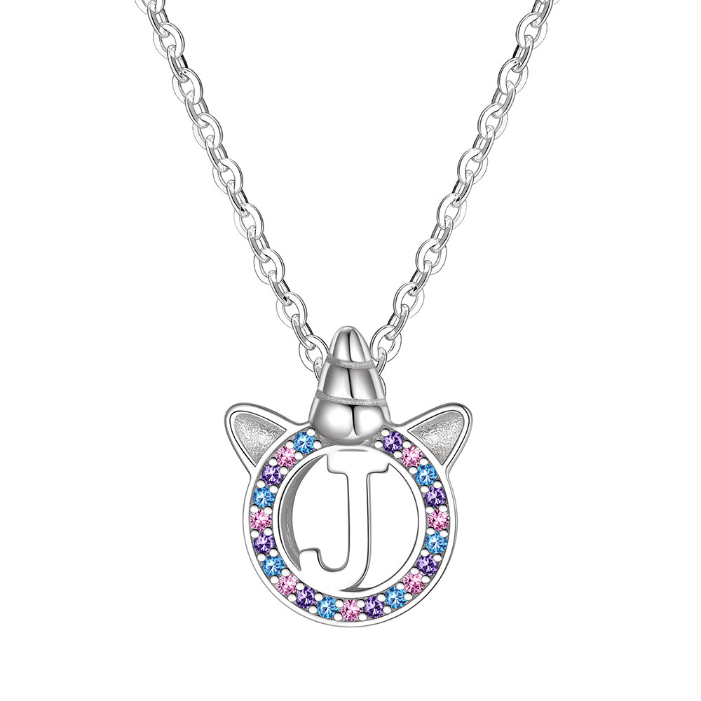 Letter Unicorn Necklace J