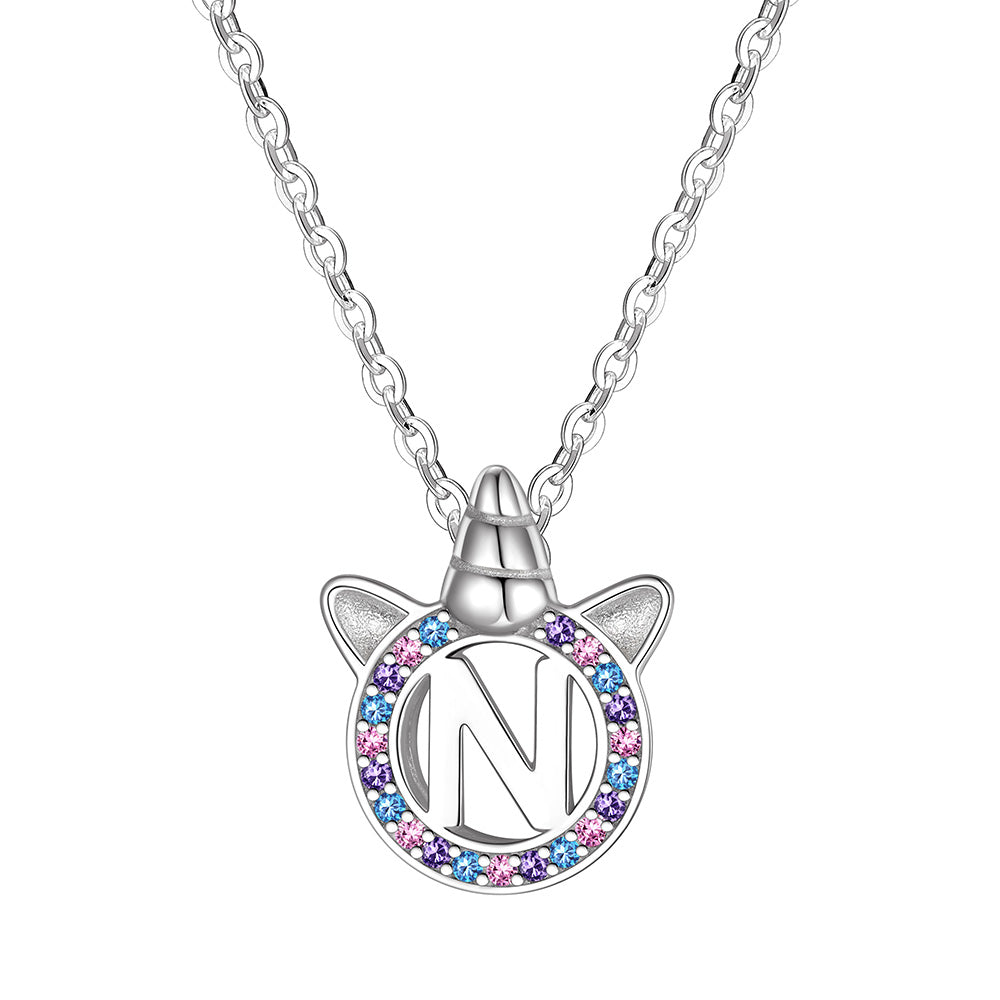 Letter Unicorn Necklace N