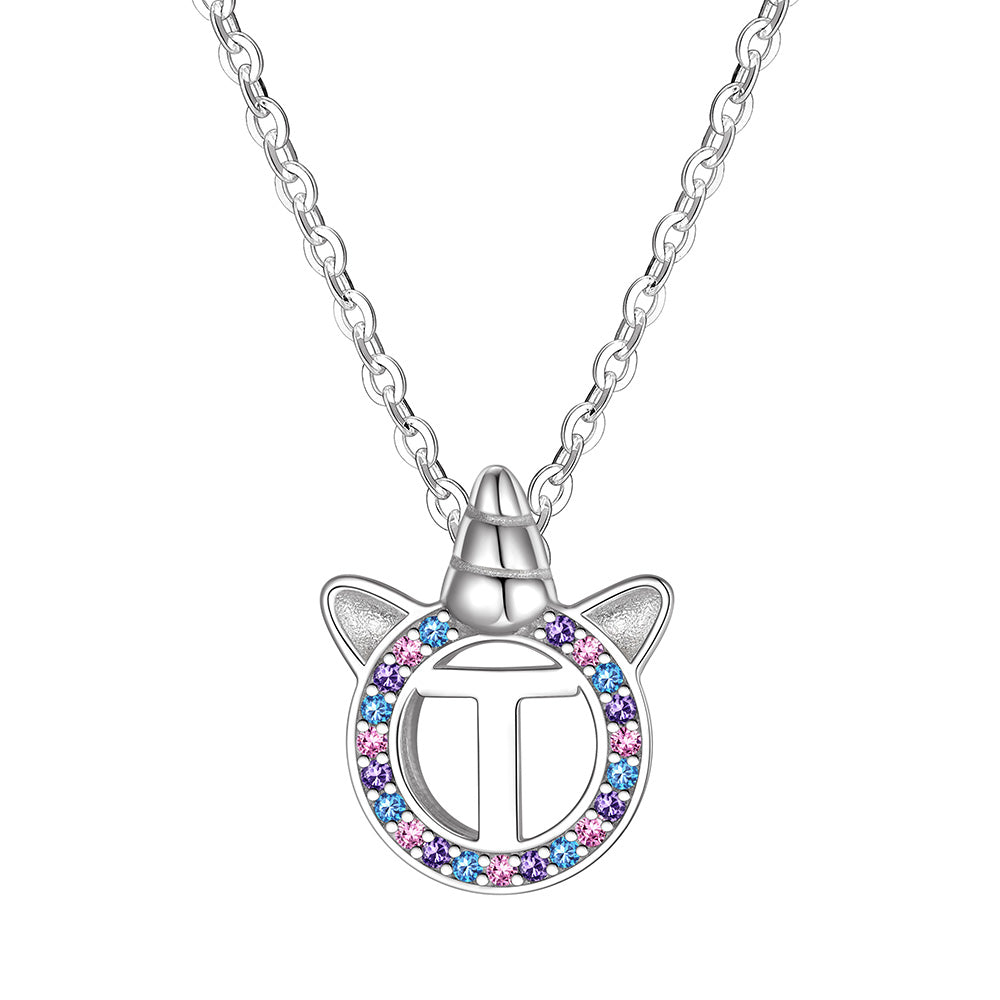 Letter Unicorn Necklace T