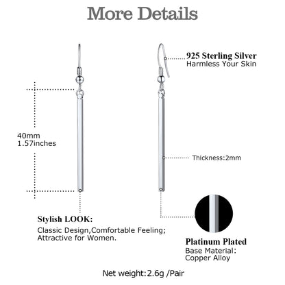 Long Vertical Bar Dangle Earrings Dimenision, Durable, Lightweight
