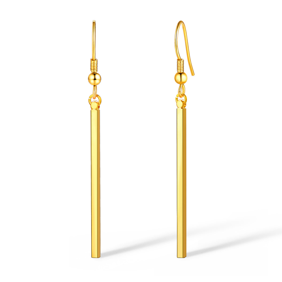 Long Vertical Bar Dangle Earrings Gold 