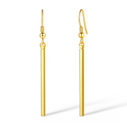 Long Vertical Bar Dangle Earrings Gold 