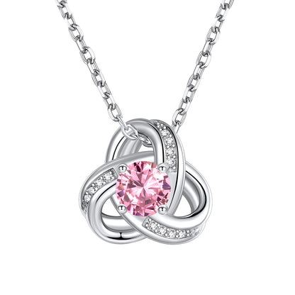 Love Knot Birthstone Necklace in 925 Sterling Silver