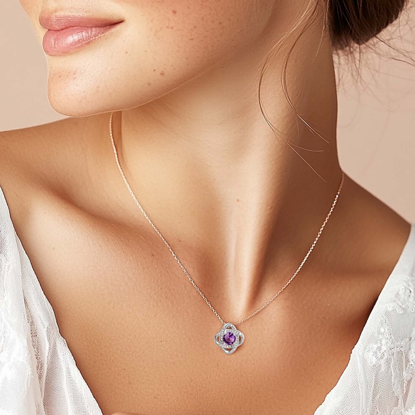 Love Knot Birthstone Necklace 