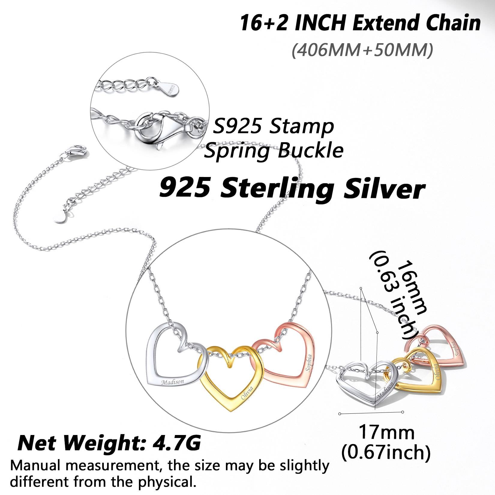 Love Open Heart Necklace Dimension, Hypoallergenic