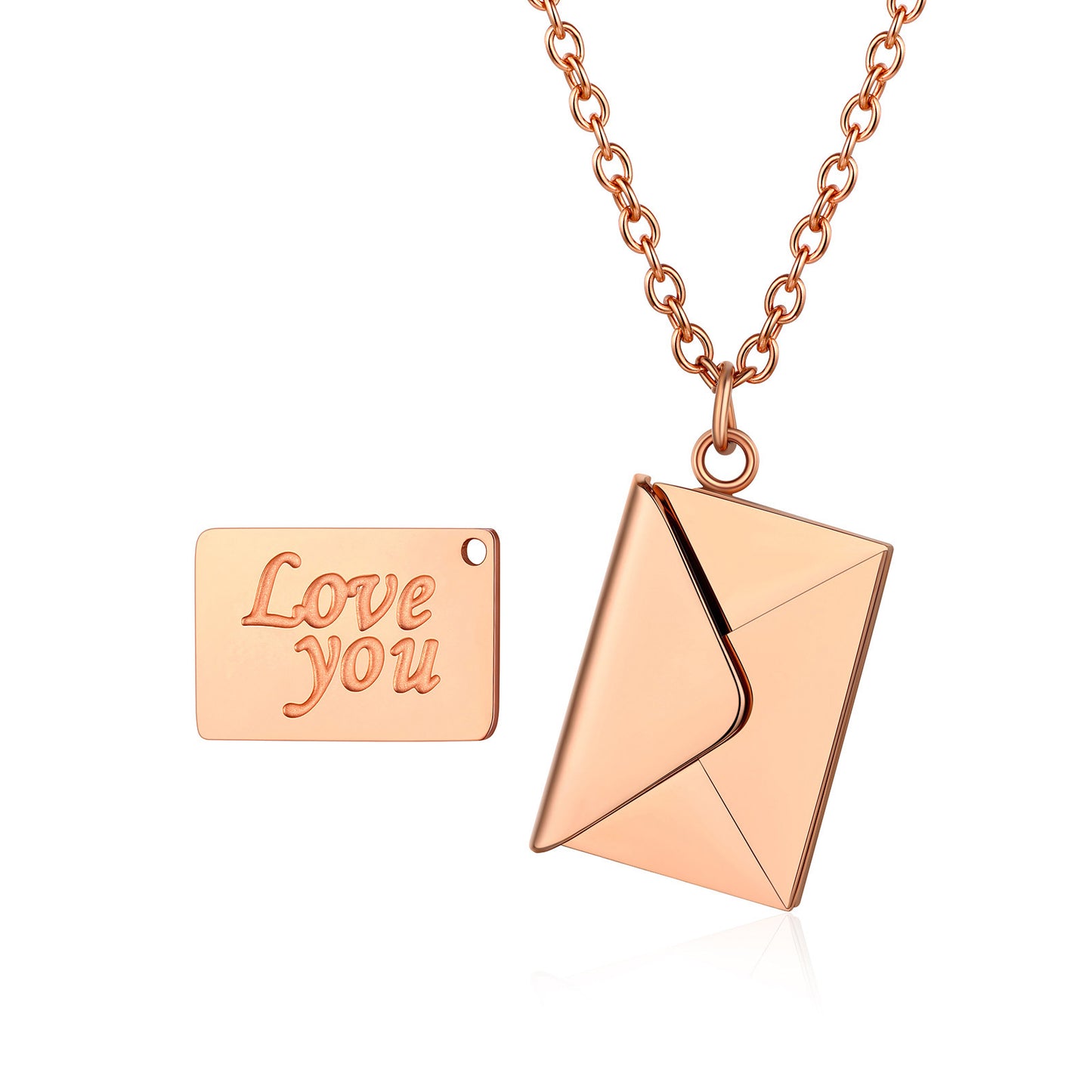 Love You Envelope Locket Necklace
