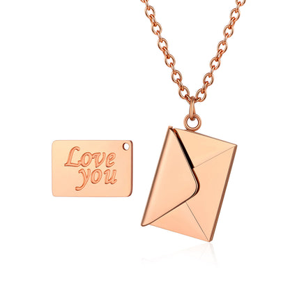 Love You Envelope Locket Necklace