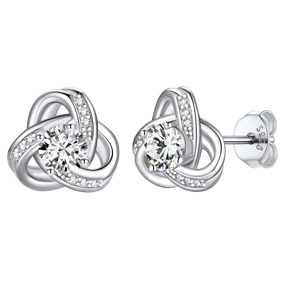 Love knot April Birthstone Earrings