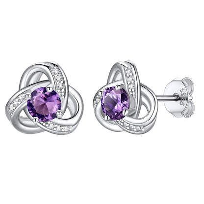 Love knot February Birthstone Earrings