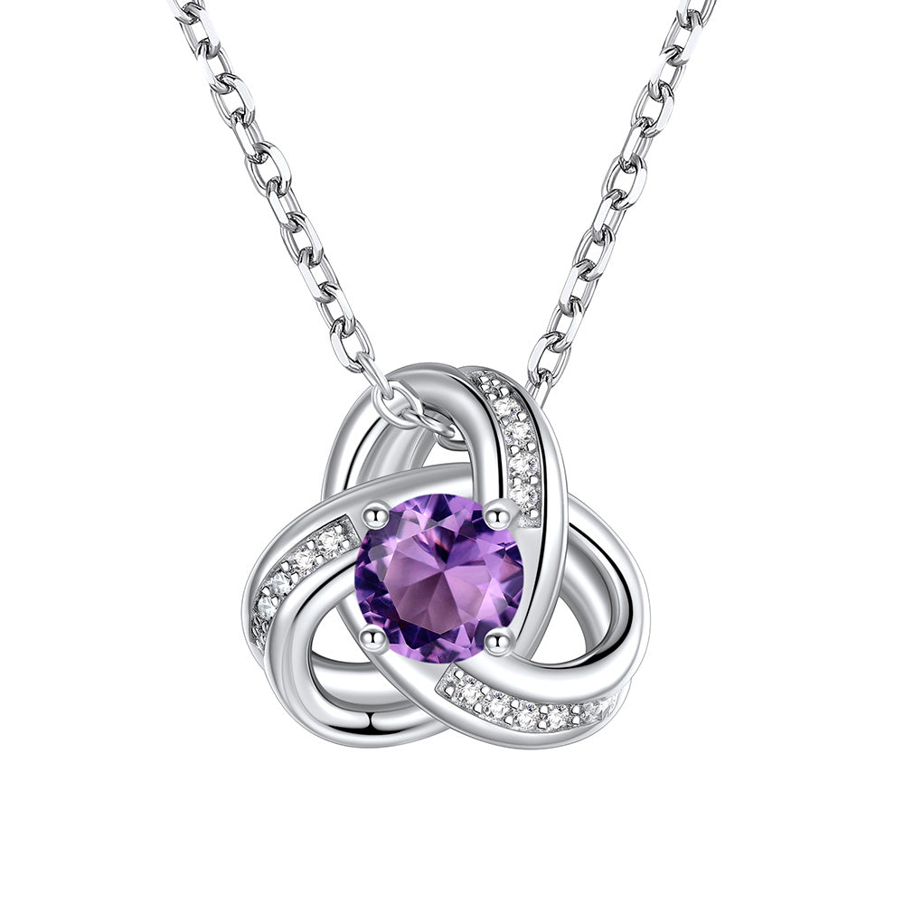 Love knot February Birthstone Necklace