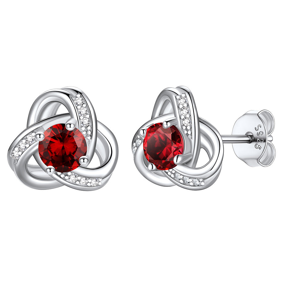 Love knot January Birthstone Earrings