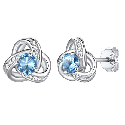 Love knot March Birthstone Earrings