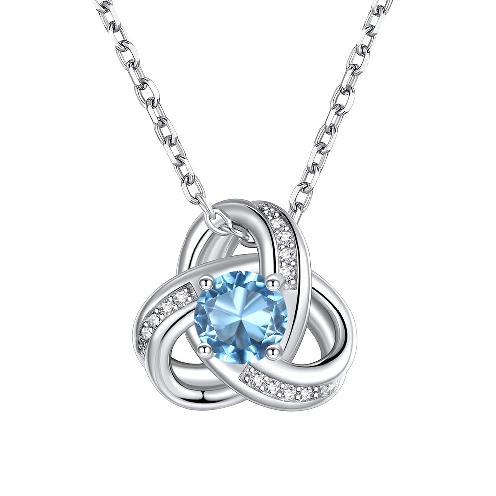 Love knot March Birthstone Necklace