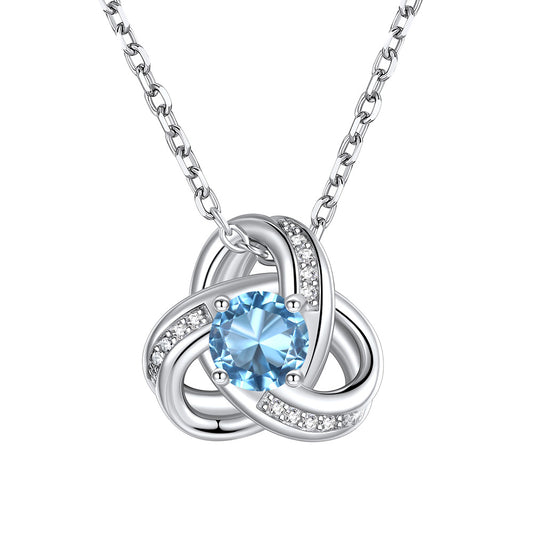 Love knot March Birthstone Necklace