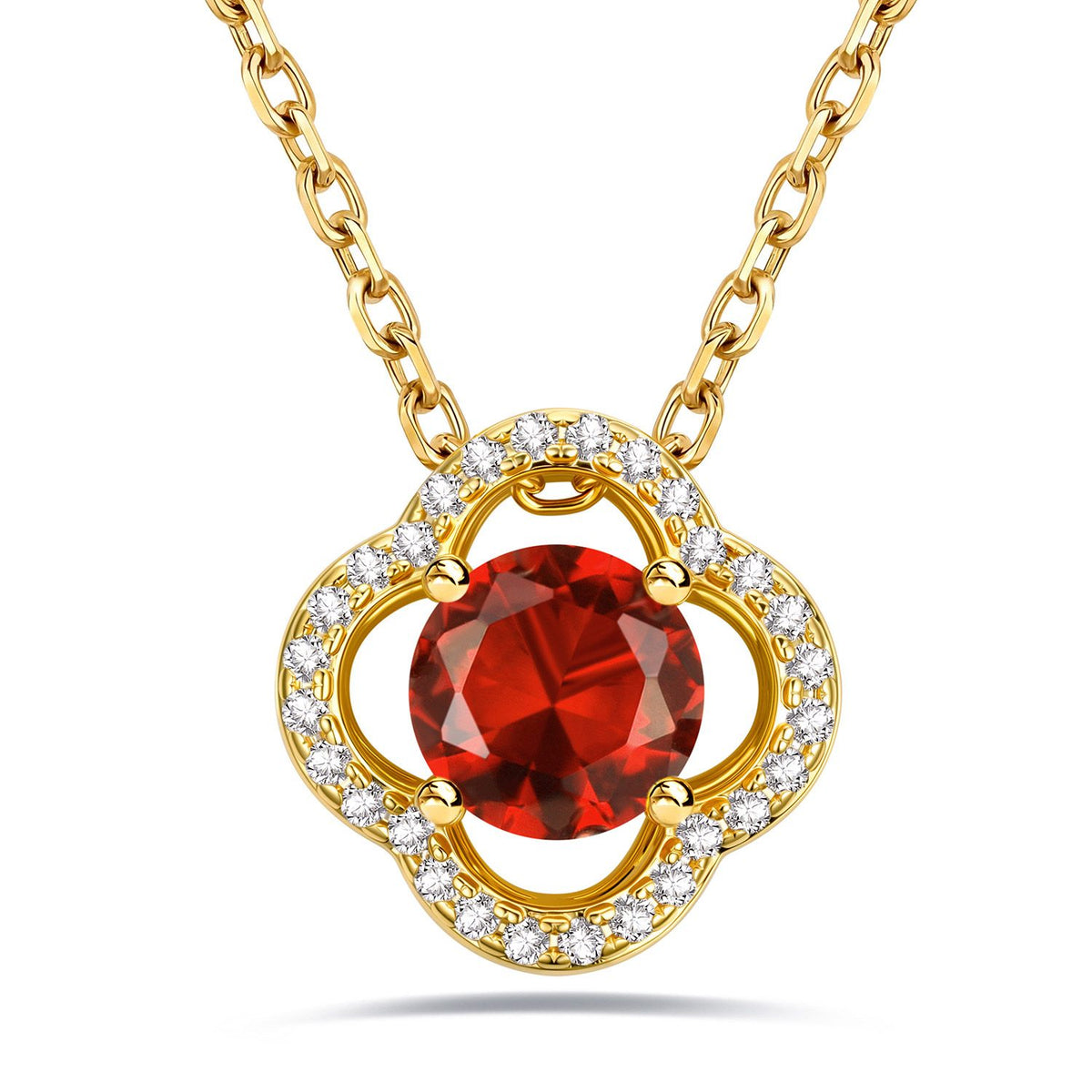 Lucky Four-Leaf Clover July Birthstone Necklace for Women