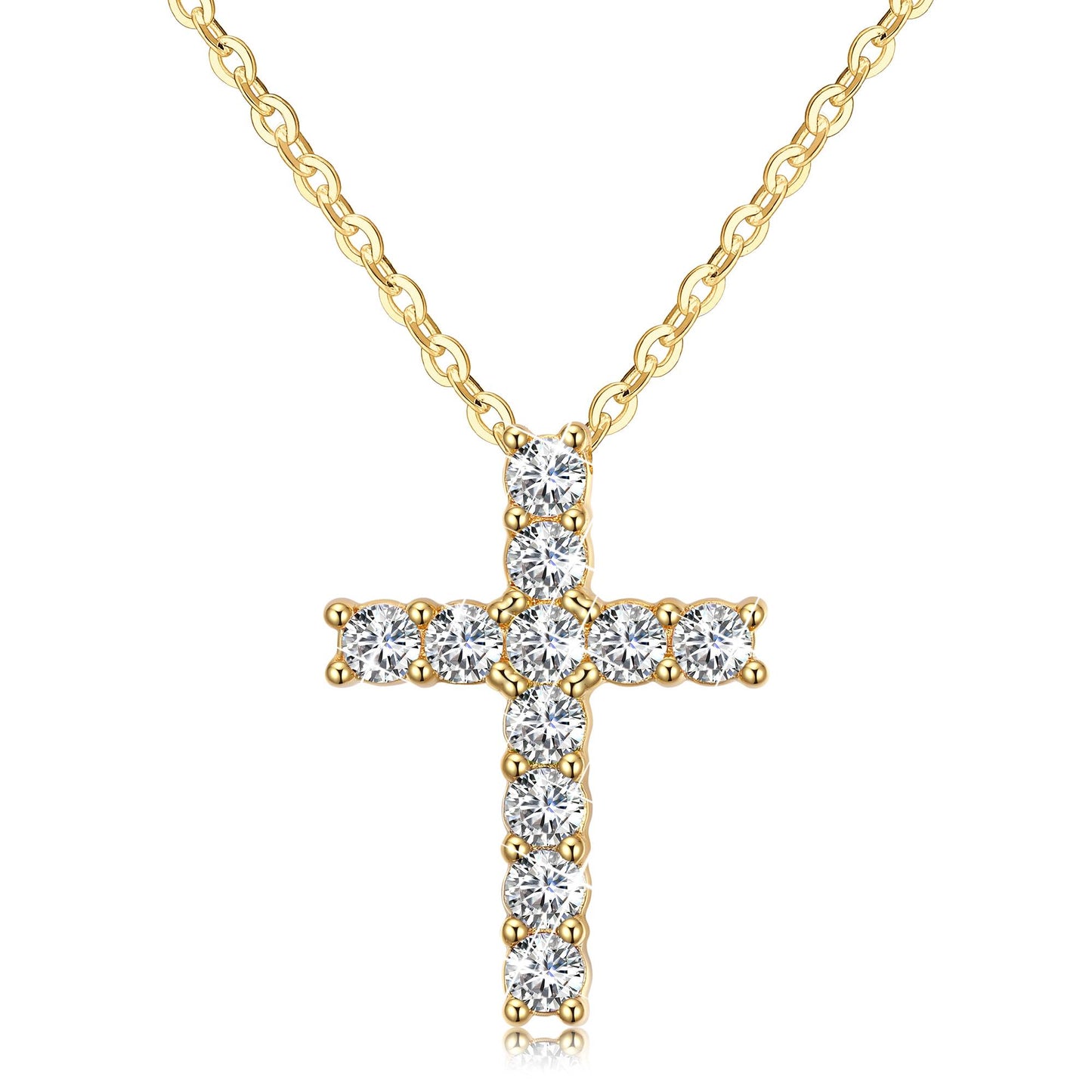 Cubic Zirconia Dainty Cross Necklace for Women