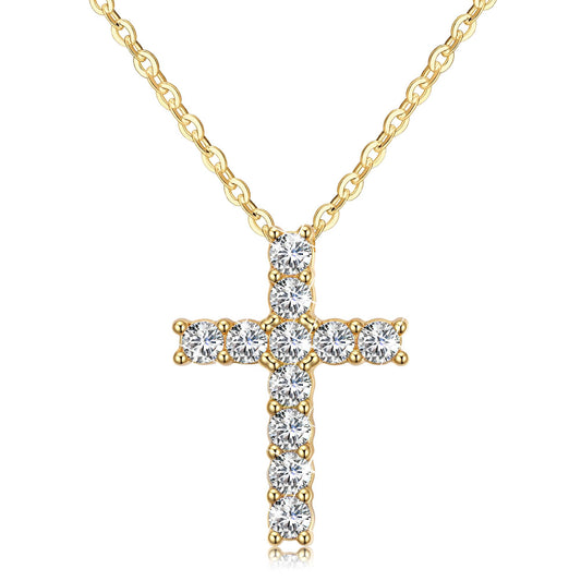 Cubic Zirconia Dainty Cross Necklace for Women