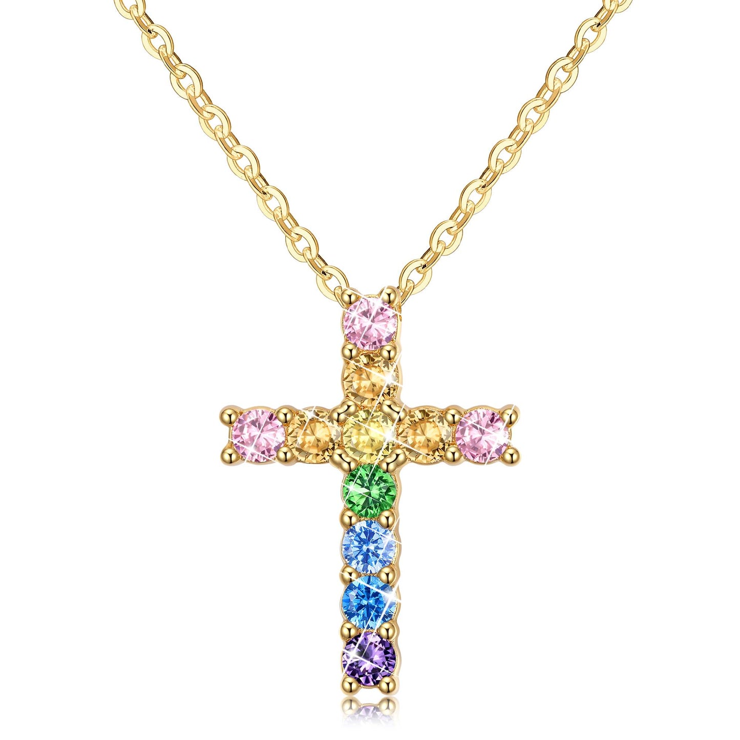 Cubic Zirconia Dainty Cross Necklace for Women