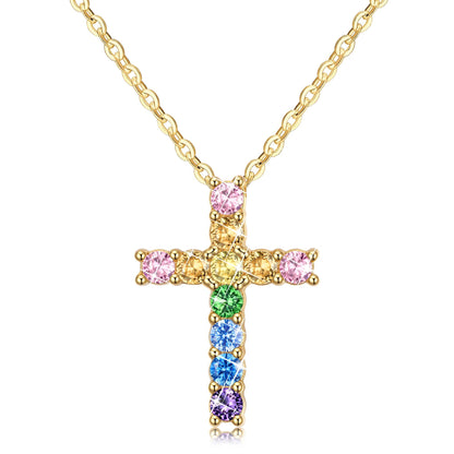 Cubic Zirconia Dainty Cross Necklace for Women