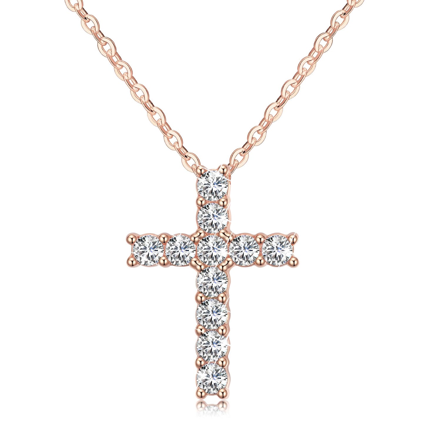 Cubic Zirconia Dainty Cross Necklace for Women