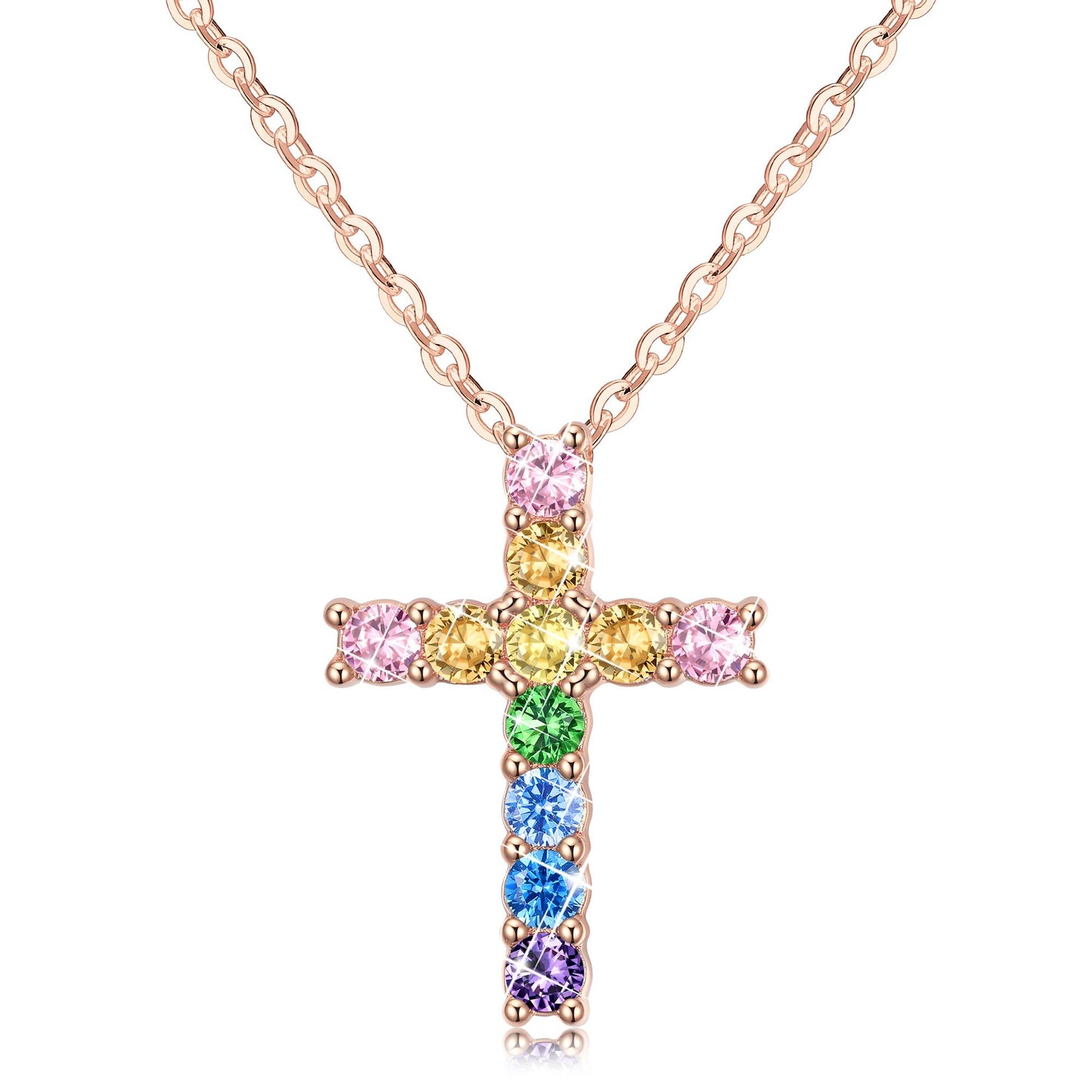 Cubic Zirconia Dainty Cross Necklace for Women