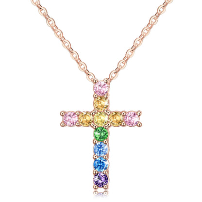 Cubic Zirconia Dainty Cross Necklace for Women