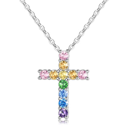 Cubic Zirconia Dainty Cross Necklace for Women