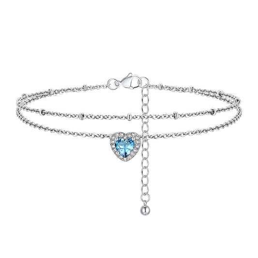 March Birthstone Anklet Double Layer FIA23769