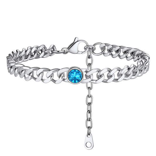 March Birthstone Anklet Silver PSA40044