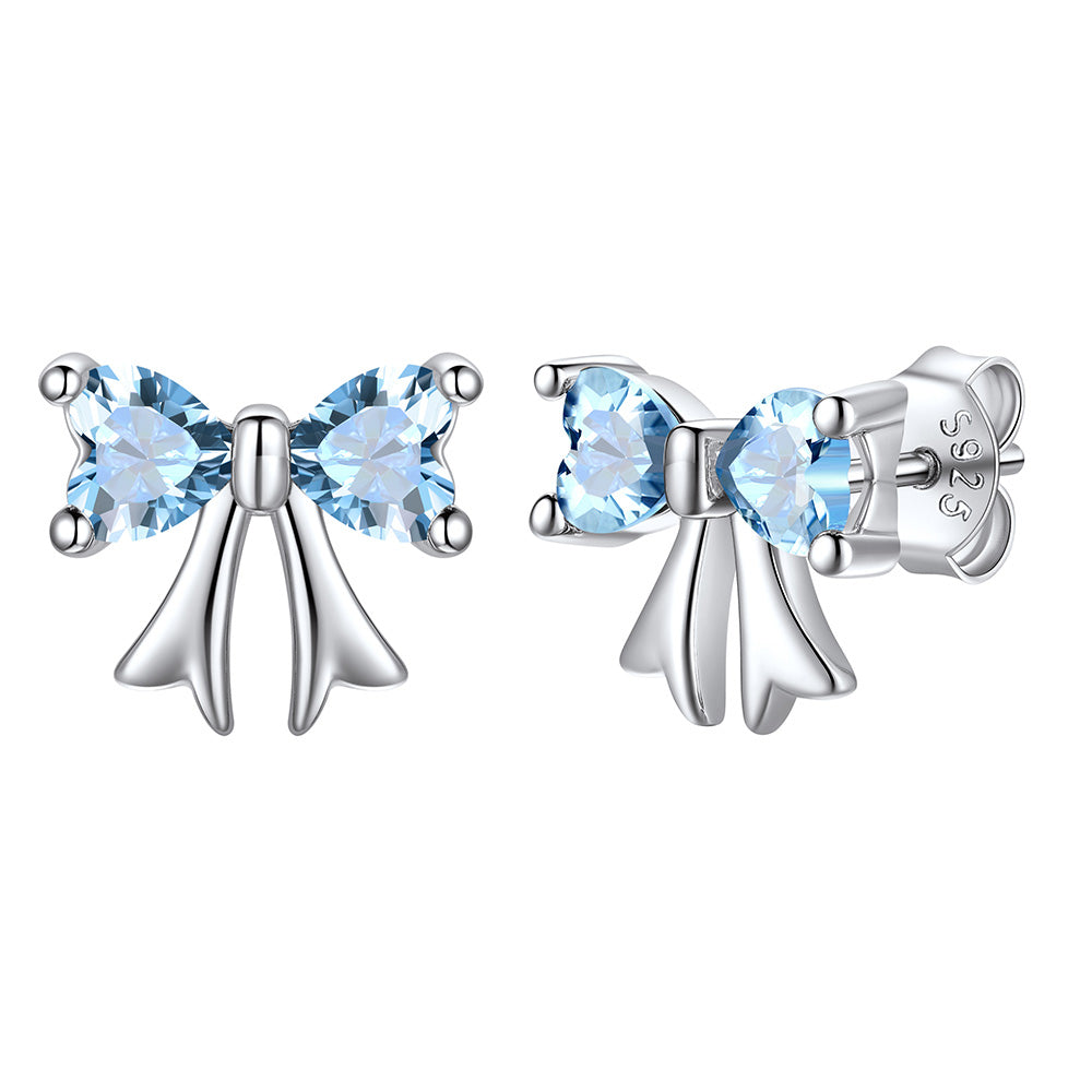 March Birthstone Bow Earrings