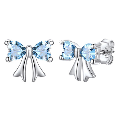 March Birthstone Bow Earrings