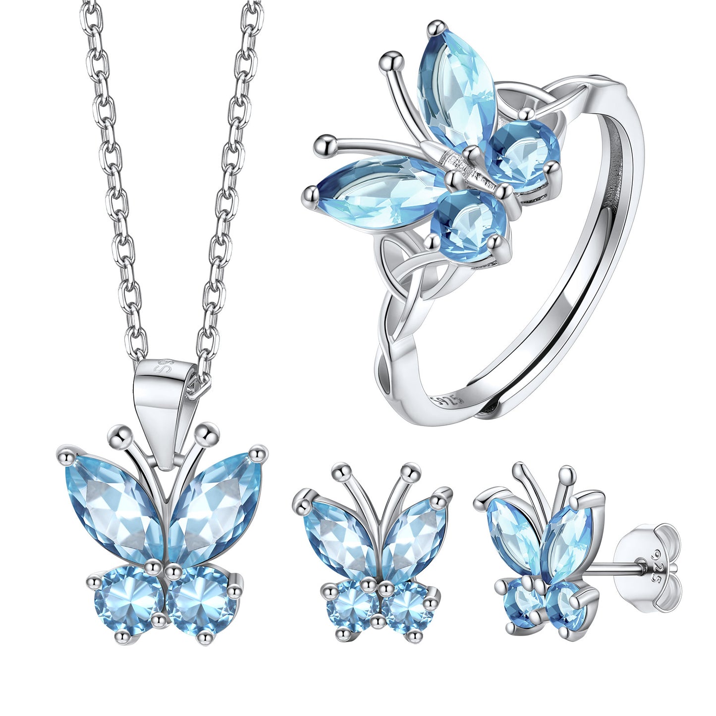 Butterfly Birthstone Jewelry Set